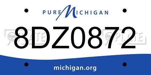 8DZ0872 Michigan License Plate