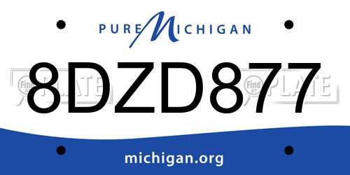 8DZD877 Michigan License Plate