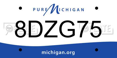 8DZG75 Michigan License Plate