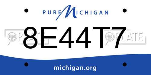 8E44T7 Michigan License Plate