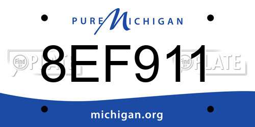 8EF911 Michigan License Plate
