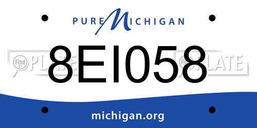 8EI058 Michigan License Plate