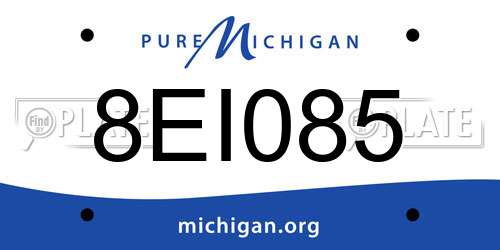 8EI085 Michigan License Plate