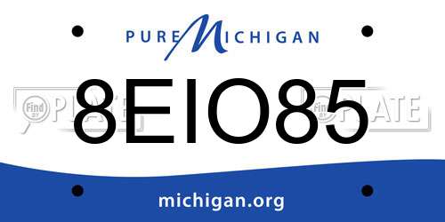 8EIO85 Michigan License Plate