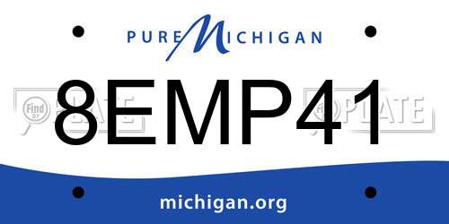 8EMP41 Michigan License Plate