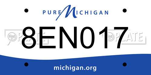 8EN017 Michigan License Plate