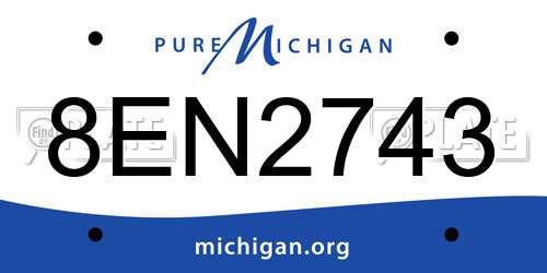 8EN2743 Michigan License Plate