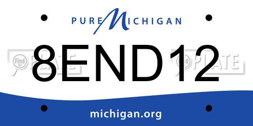 8END12 Michigan License Plate