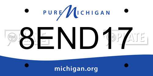 8END17 Michigan License Plate