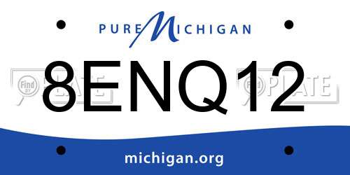 8ENQ12 Michigan License Plate