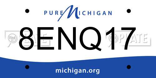 8ENQ17 Michigan License Plate