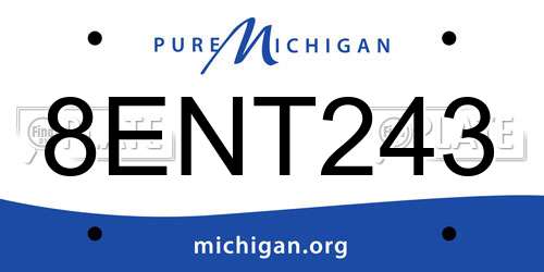 8ENT243 Michigan License Plate