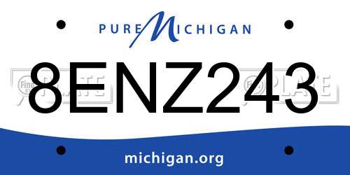 8ENZ243 Michigan License Plate