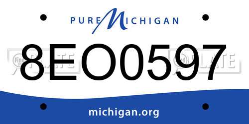 8EO0597 Michigan License Plate