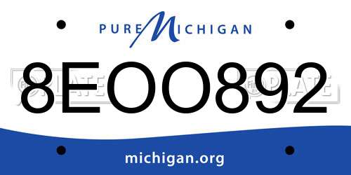 8EOO892 Michigan License Plate
