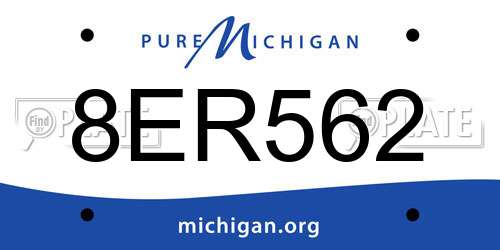 8ER562 Michigan License Plate