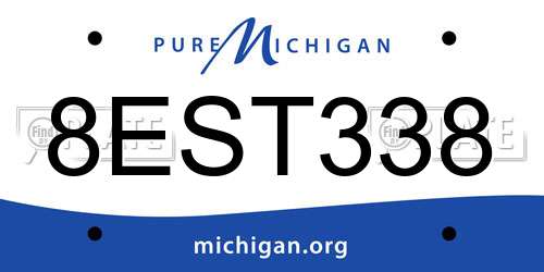 8EST338 Michigan License Plate