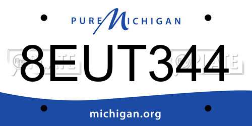 8EUT344 Michigan License Plate