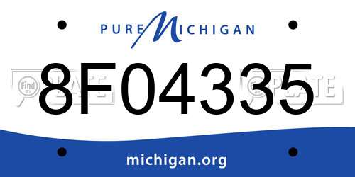 8F04335 Michigan License Plate