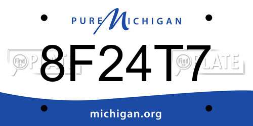 8F24T7 Michigan License Plate