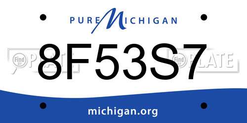 8F53S7 Michigan License Plate