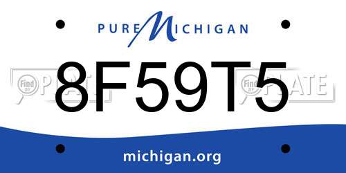 8F59T5 Michigan License Plate