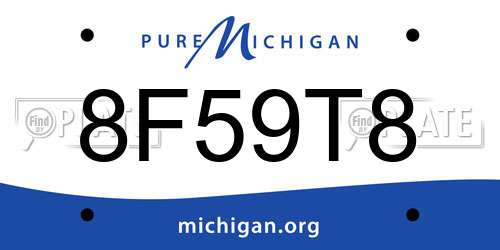 8F59T8 Michigan License Plate