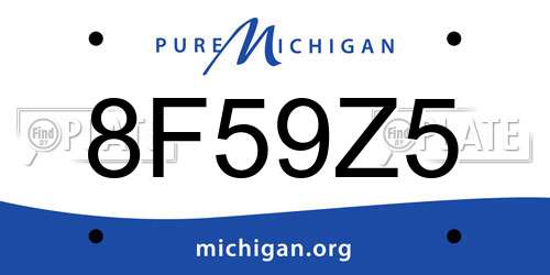 8F59Z5 Michigan License Plate