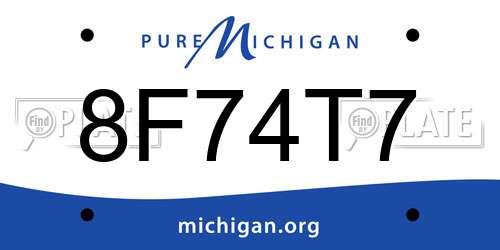 8F74T7 Michigan License Plate