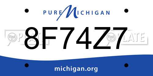 8F74Z7 Michigan License Plate
