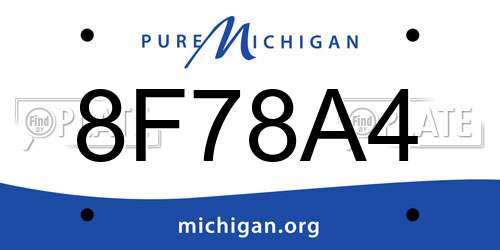 8F78A4 Michigan License Plate