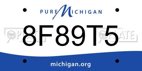8F89T5 Michigan License Plate