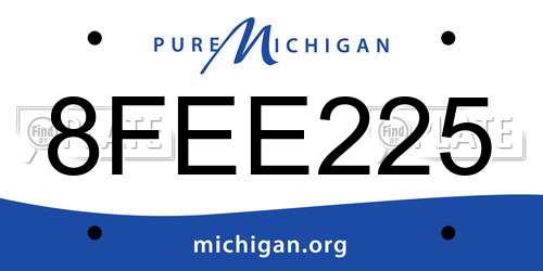 8FEE225 Michigan License Plate