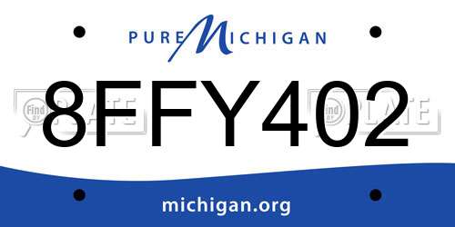 8FFY402 Michigan License Plate