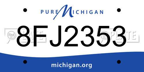 8FJ2353 Michigan License Plate