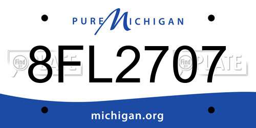8FL2707 Michigan License Plate