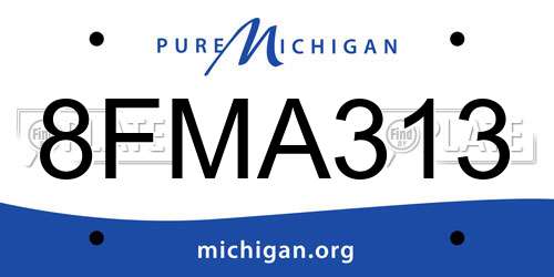 8FMA313 Michigan License Plate
