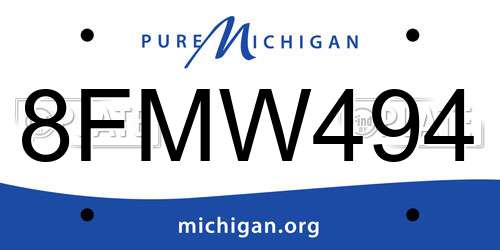 8FMW494 Michigan License Plate