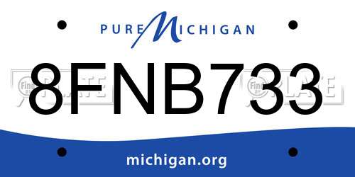 8FNB733 Michigan License Plate