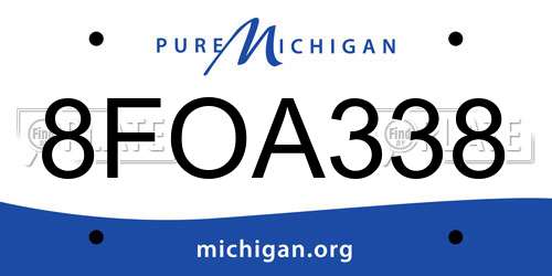 8FOA338 Michigan License Plate