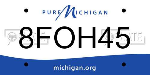 8FOH45 Michigan License Plate