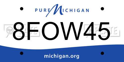 8FOW45 Michigan License Plate