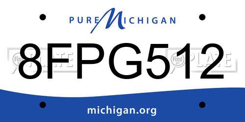 8FPG512 Michigan License Plate