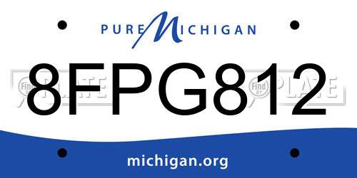 8FPG812 Michigan License Plate