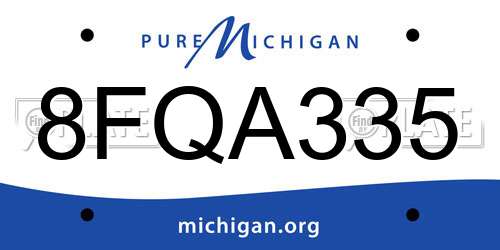 8FQA335 Michigan License Plate