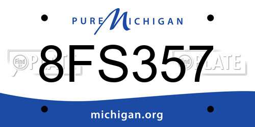 8FS357 Michigan License Plate