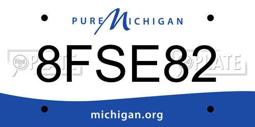 8FSE82 Michigan License Plate