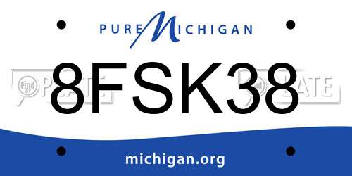 8FSK38 Michigan License Plate