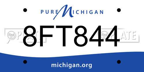 8FT844 Michigan License Plate