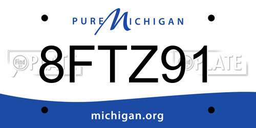 8FTZ91 Michigan License Plate